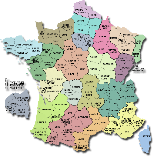 carte de France des département